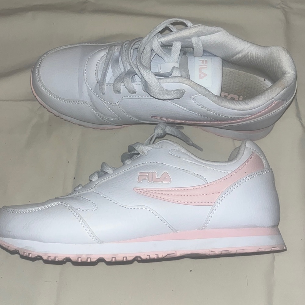 Pink and while fila